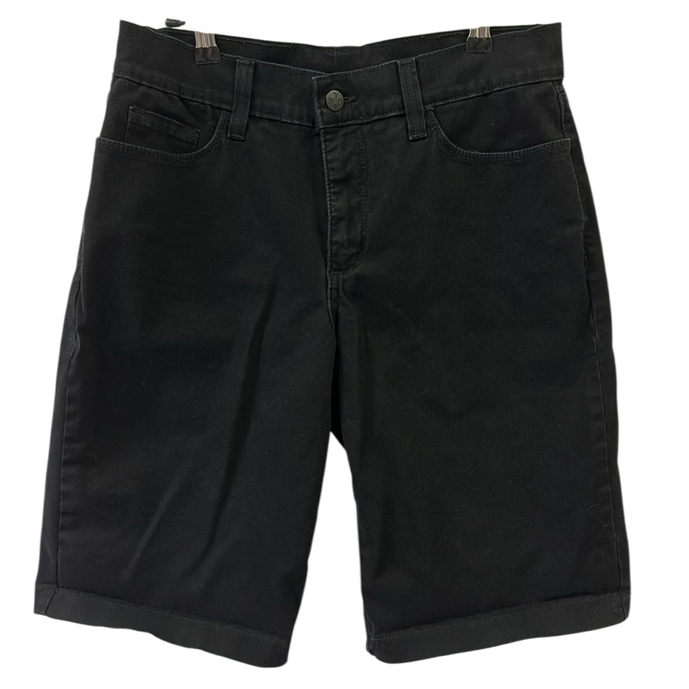 NYDJ Cotton Blend Black Bermuda Stretch Chino Shorts Lift Tuck Womens Petite 6